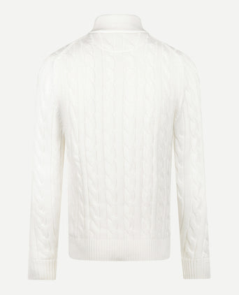 Trui Half-Zip Kabelpatroon Katoen | Off White