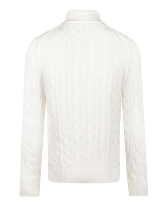 Trui Half-Zip Kabelpatroon Katoen | Off White