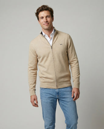 Zipped Cardigan Cotton Cashmere | Sand
