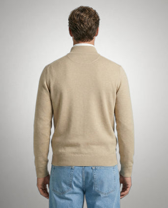 Zipped Cardigan Cotton Cashmere | Sand