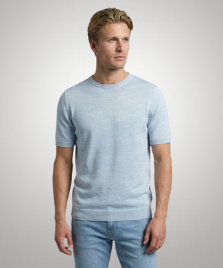 Extra Fine Merino Crew Neck T-Shirt | Light Blue Extra Fine Merino Crew Neck T-Shirt | Light Blue