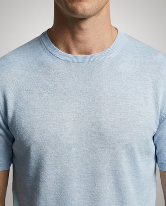 T-shirt Extra Fine Merino Ronde Hals | Light Blue