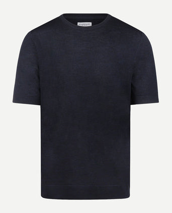 T-shirt Extra Fine Merino Ronde Hals | Navy