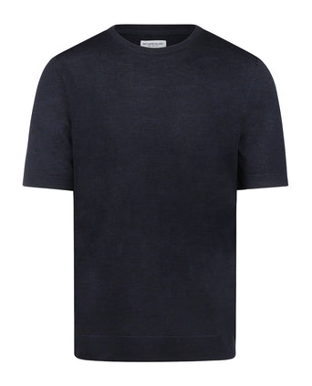 T-shirt Extra Fine Merino Ronde Hals | Navy