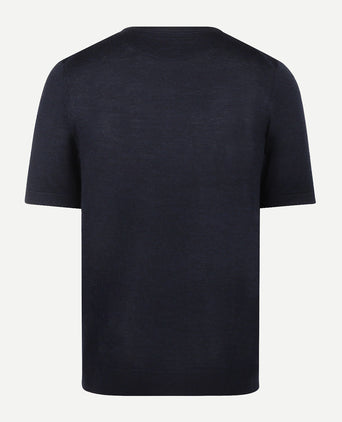 T-shirt Extra Fine Merino Ronde Hals | Navy