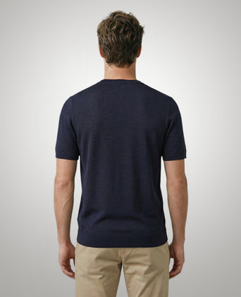 T-shirt Extra Fine Merino Ronde Hals | Navy