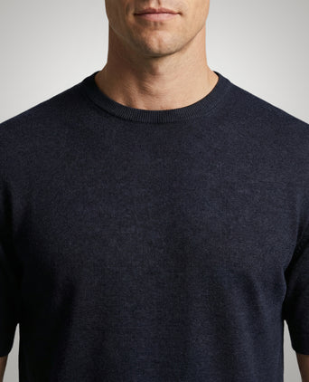 T-shirt Extra Fine Merino Ronde Hals | Navy