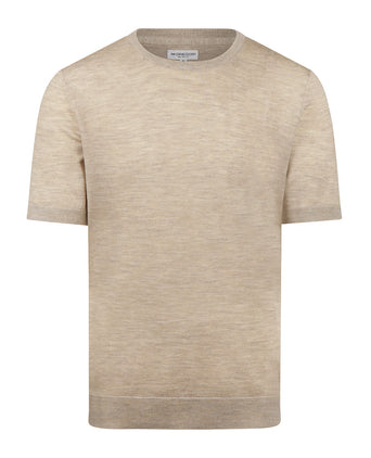 T-shirt Extra Fine Merino Ronde Hals | Sand