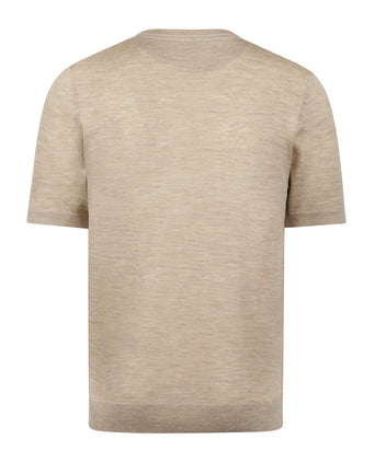 T-shirt Extra Fine Merino Ronde Hals | Sand
