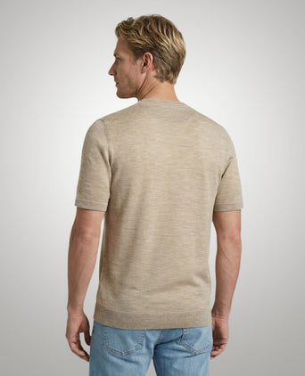 T-shirt Extra Fine Merino Ronde Hals | Sand