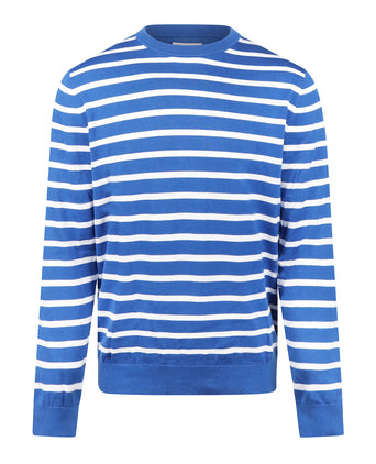Trui Stripe Katoen Ronde Hals | Kobalt