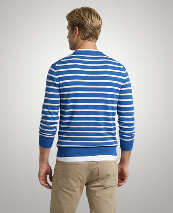 Trui Stripe Katoen Ronde Hals | Kobalt