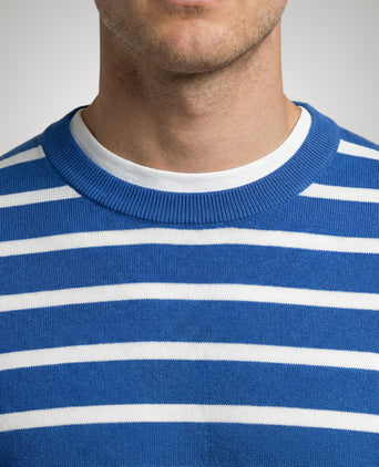 Trui Stripe Katoen Ronde Hals | Kobalt