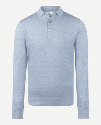 Polo Sweater Merino Wool | Light Blue