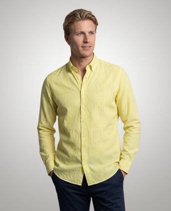 Shirt Cotton Linen Stripe | Light Yellow