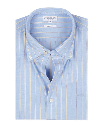 Overhemd Katoen Linnen Grote Streep | Light Blue