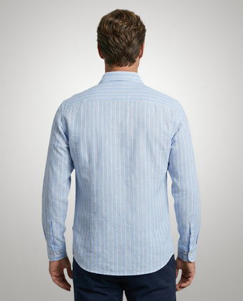 Overhemd Katoen Linnen Grote Streep | Light Blue