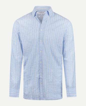 Shirt Cotton Linen Wide Stripe | Light Blue