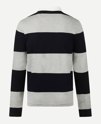 Rugby Jersey Striped | Medium Grey Melange