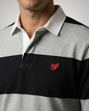 Rugby Jersey Striped | Medium Grey Melange