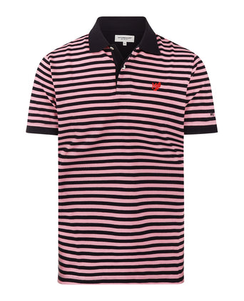 Striped Piqué Polo Shirt | Pink