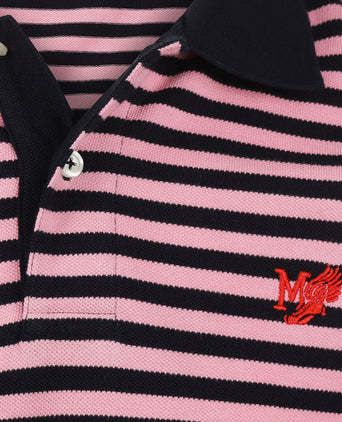 Striped Piqué Polo Shirt | Pink