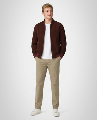 Suede Bomber Jacket | Burgundy