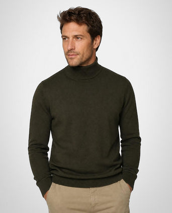 Trui Katoen-Kasjmier Col | Dark Olive