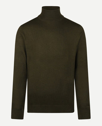 Cotton-Cashmere Turtleneck Sweater | Dark Olive