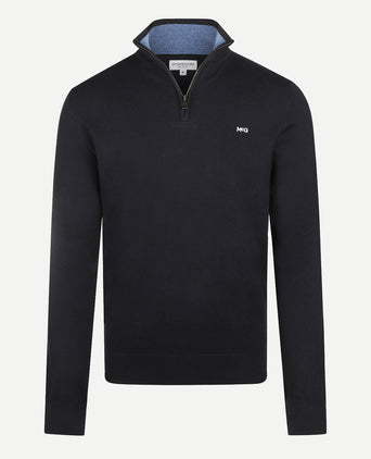 Zip Mock Trui Katoen-Kasjmier | Navy