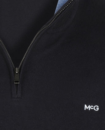 Zip Mock Trui Katoen-Kasjmier | Navy