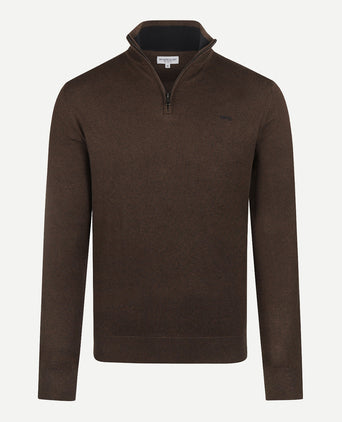 Zip Mock Trui Katoen-Kasjmier | Chocolate Brown