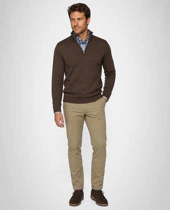 Zip Mock Trui Katoen-Kasjmier | Chocolate Brown