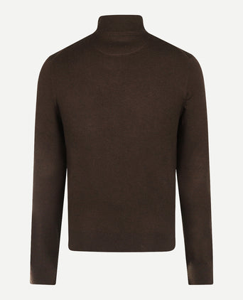 Zip Mock Trui Katoen-Kasjmier | Chocolate Brown