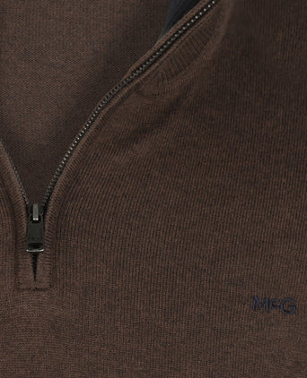 Zip Mock Trui Katoen-Kasjmier | Chocolate Brown
