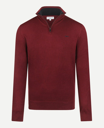 Zip Mock Trui Katoen-Kasjmier | Burgundy