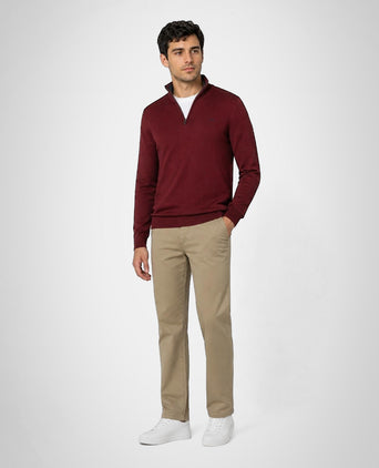 Zip Mock Trui Katoen-Kasjmier | Burgundy