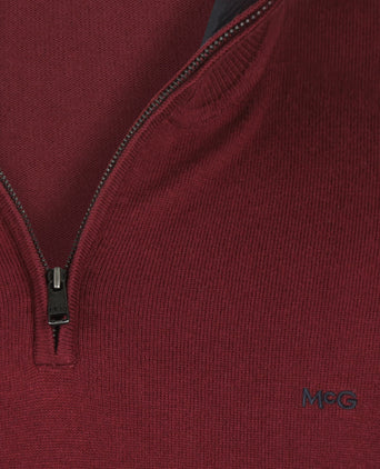 Zip Mock Trui Katoen-Kasjmier | Burgundy