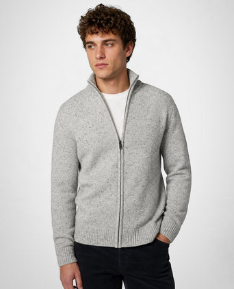 Fishermans Zip Thru Vest Wol | Medium Grey Melange