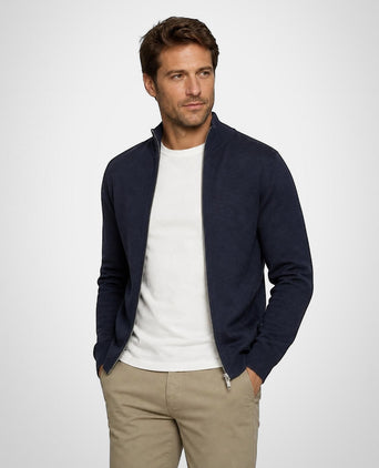 Fine Merino Zip Thru Vest | Navy