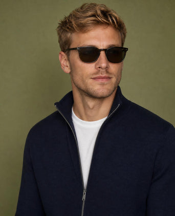 Fine Merino Zip Thru Vest | Navy