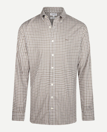 Overhemd Stretch Oxford Ruit | Chocolate Brown