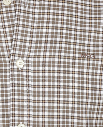Overhemd Stretch Oxford Ruit | Chocolate Brown