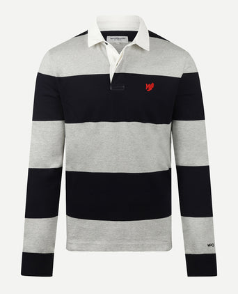 Two Stripe Rugby | Medium Grey Melange