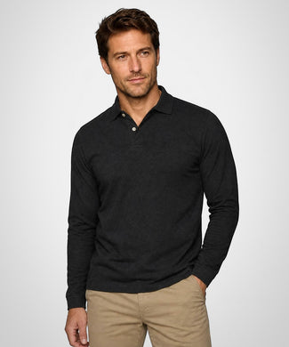 Classic Long Sleeve Polo | Dark Grey Melange Classic Long Sleeve Polo | Dark Grey Melange
