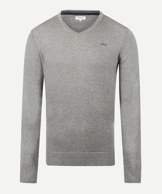 Sweater Cotton Merino V-Neck | Medium Grey Melange Sweater Cotton Merino V-Neck | Medium Grey Melange