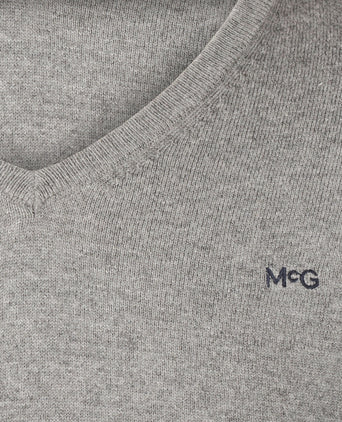 Sweater Cotton Merino V-Neck | Medium Grey Melange