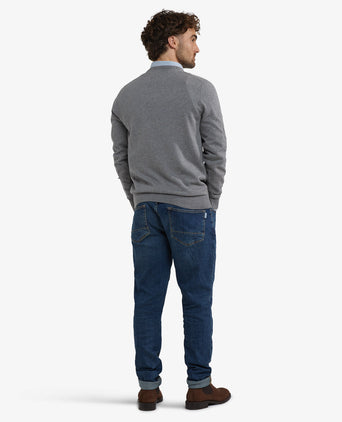 Sweater Cotton Merino V-Neck | Medium Grey Melange