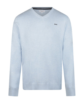 Sweater Cotton-Cashmere V-Neck | Light Blue
