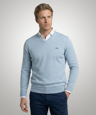 Sweater Cotton-Cashmere V-Neck | Light Blue Sweater Cotton-Cashmere V-Neck | Light Blue